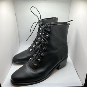 Free People Emberly Lace Up Boots. Black Size 38. Genuine Leather!